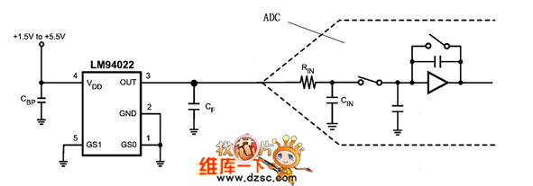 lm94022與adc接口電路圖